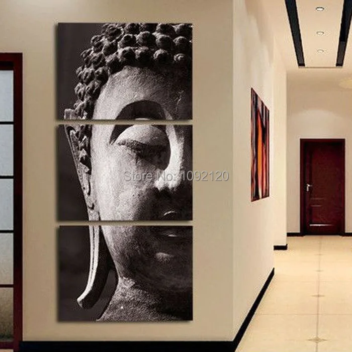 Расписанная вручную 3 панельные стеновые художественные картины Будды масляной