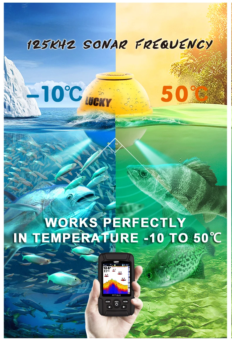 Lucky fishing finder, ff718lic-wla, эхолот для подводная камера для рыбалки, эхолот, эхолот 45 м/147 футов, эхолот