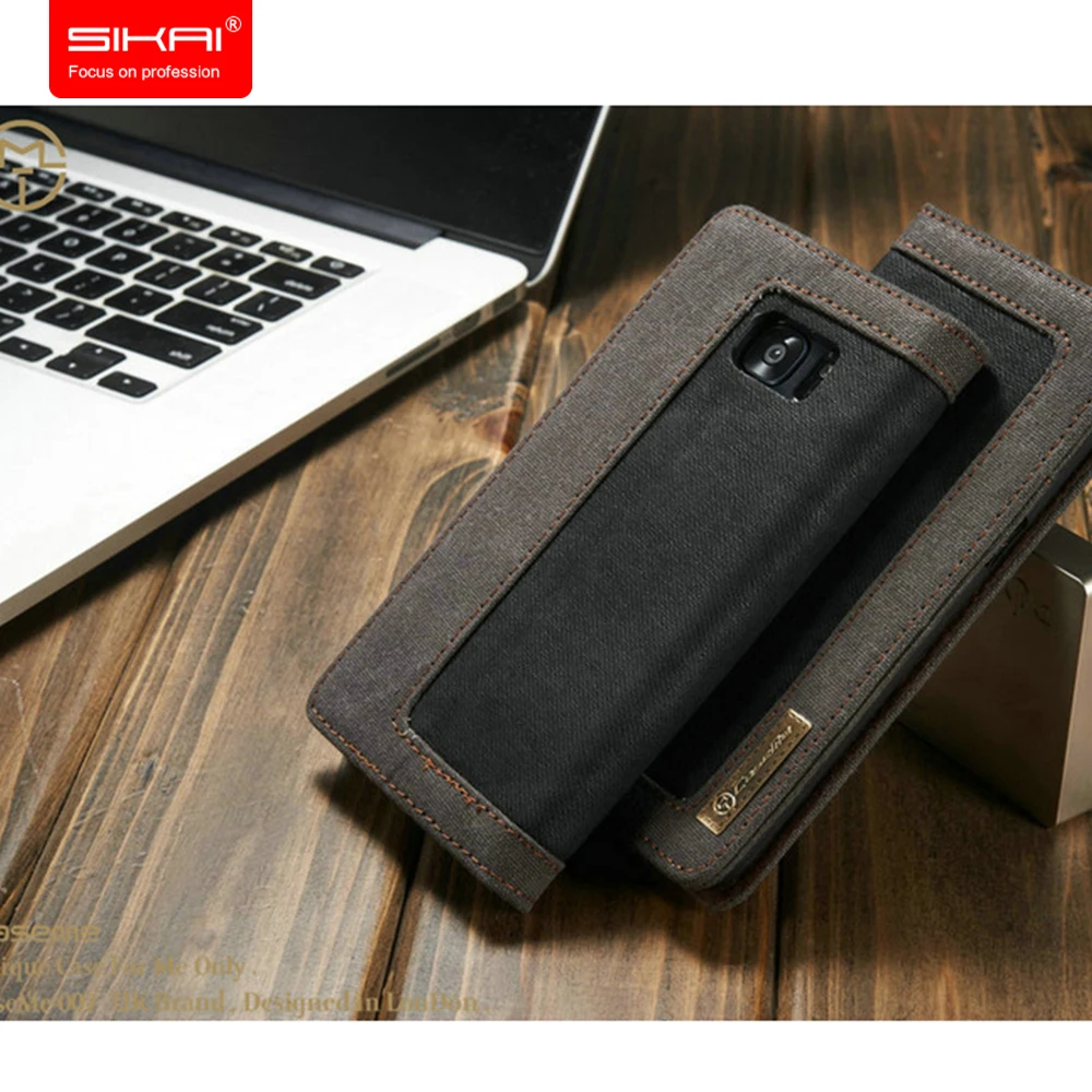 SIKAI Multi-function Wallet Flip Detachable Scratchproof Jeans Cover for Samsung S7edge Cell Phone Case Card Slot Zipper Bag | Мобильные