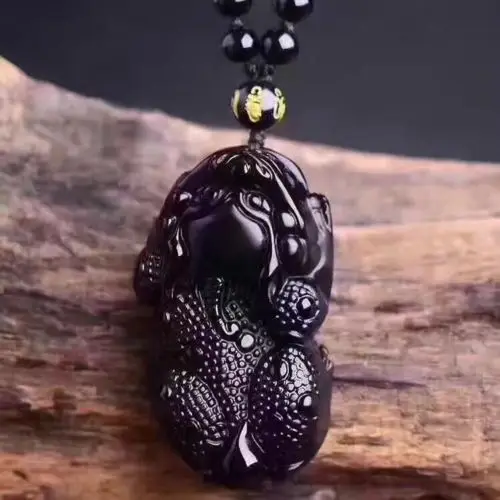 Koraba изысканное ювелирное изделие натуральный черный обсидиан ручной резной