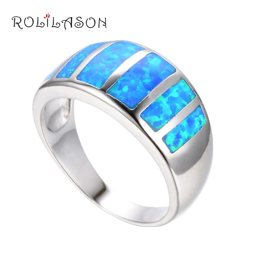 

Amazing Wholesale & Retail Party gifts Blue fire Opal silver plate stamped Rings Opal jewelry USA sz 6.5# 7.75# OR513