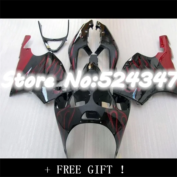 Комплект обтекателей Nn black red flame для KAWASAKI NINJA 96 03 ZX7R 97 98 99 00 01 02 ZX 7R 1996 1997 1998
