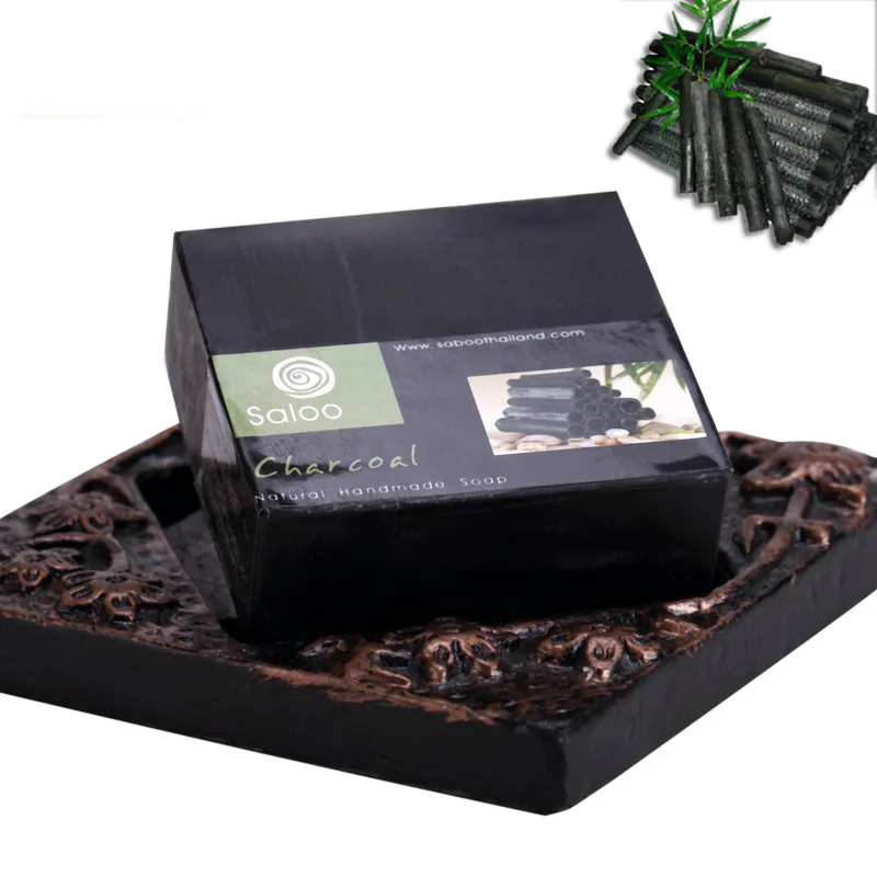 

Bamboo charcoal handmade soap whitening hydrating washing a face essential oil soap cleansing soap to black matte 100g