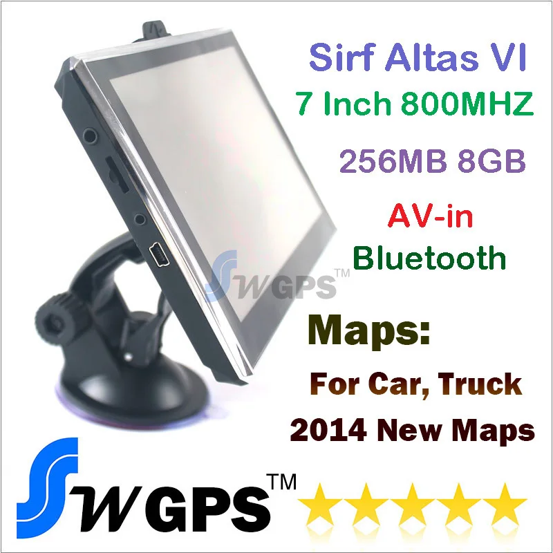 HD 7 Inch GPS Navigation With SIRF Atlas VI 800MHZ + Windows CE.