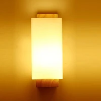 wooden wall lamp modern nordic style e26 e27 bulb wall lights frosted glass shadewood bedside night light for home
