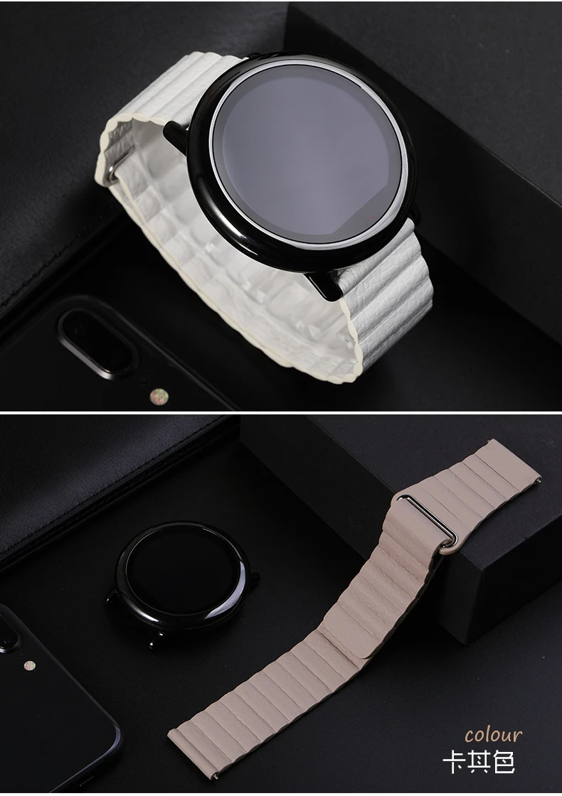 42 мм 46 мм ремешок для samsung Galaxy Watch кожаный ремешок 20 мм 22 мм samsung gear S3 S2 Магнитная застежка Спортивная петля для умных часов