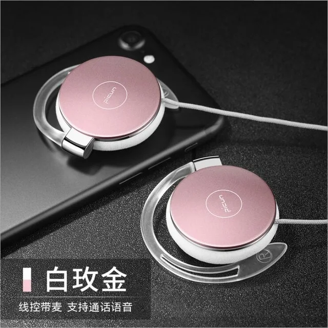 pink Picun L1 стерео ушные крючки Проводные спортивные наушники HiFi наушники для бега с микрофоном гарнитура для телефона ПК i Pad MP3 - Цвет: pink