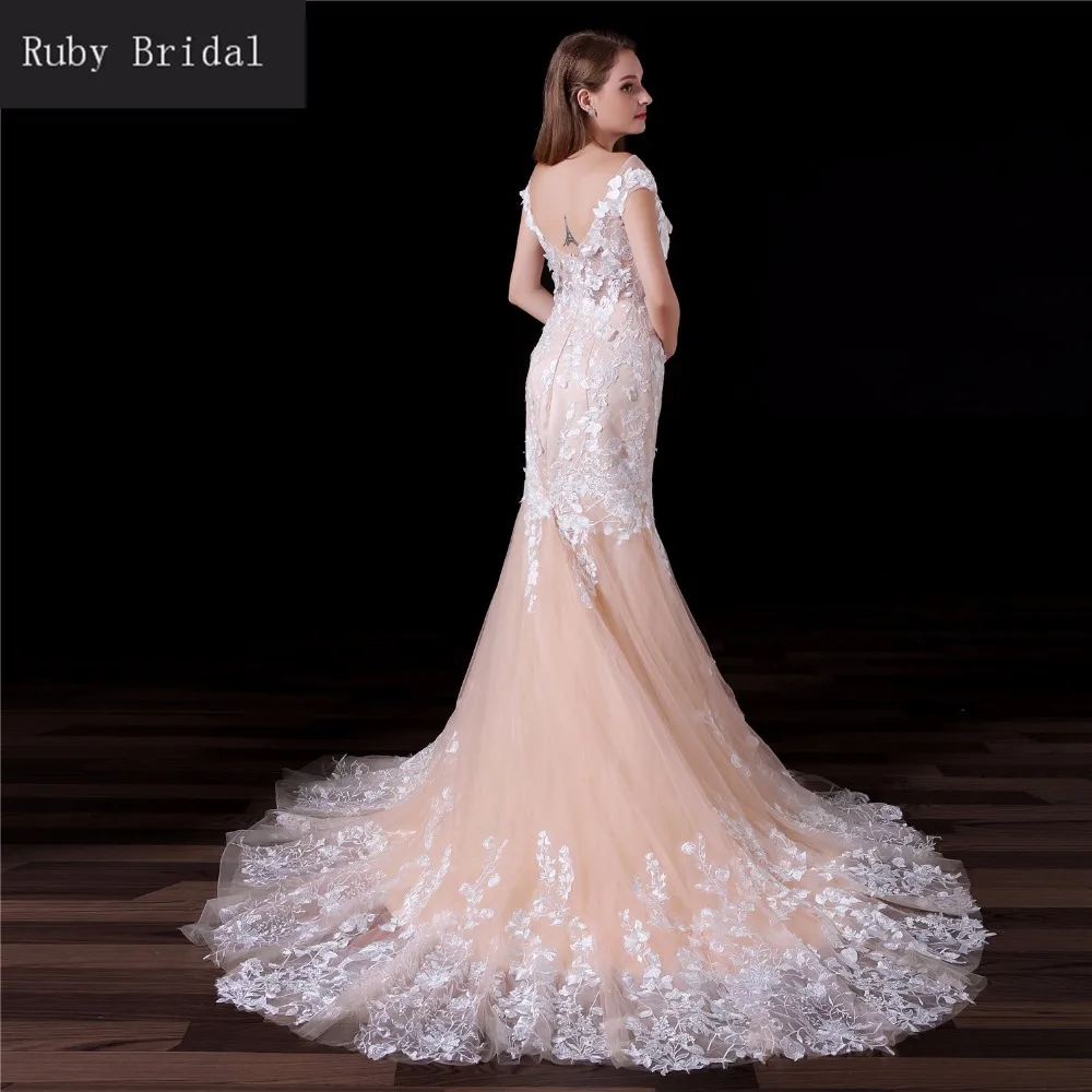 Рубиновое свадебное платье цвета шампанского Vestido De Casamento с открытой спиной