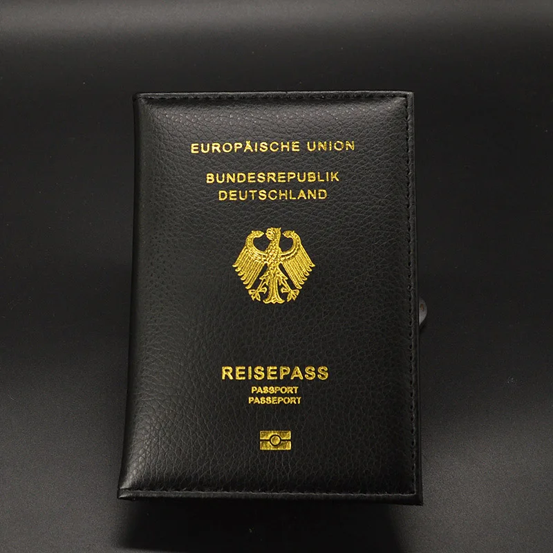 Черный Немецкая Обложка для паспорта, Женский кошелек для путешествий, Обложка для паспорта из искусственной кожи чехол для паспорта reiseball Deutschland протектор - Цвет: Черный