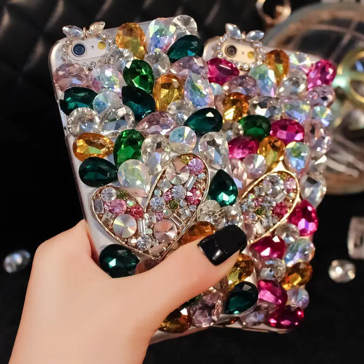 Роскошный жёсткий чехол со стразами в форме сердца и кристаллами для Samsung Galaxy Note5