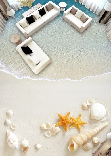 

[Самоклеющиеся] 3D БЕЛЫЕ РАКУШКИ пляжные 8 Нескользящие водонепроницаемые фото самоклеющиеся наклейки на пол Настенные обои фотообои с прин...
