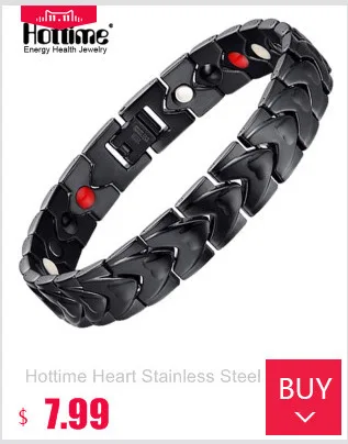 Hottime Double Row 4 IN 1 Bio Elements Energy Magnetic Bracelet Men's Fashion Healing 99.95% Pure Copper Bracelets Bangles