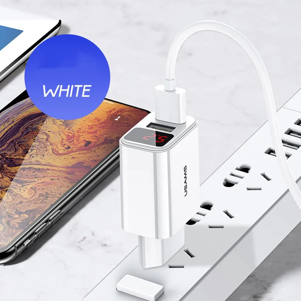 Portable Fast Charger Adapter 5V 2.1A Quick Charging Block With Dual USB Ports And Digital Display For IPhone X 8 7 6 Samsung
