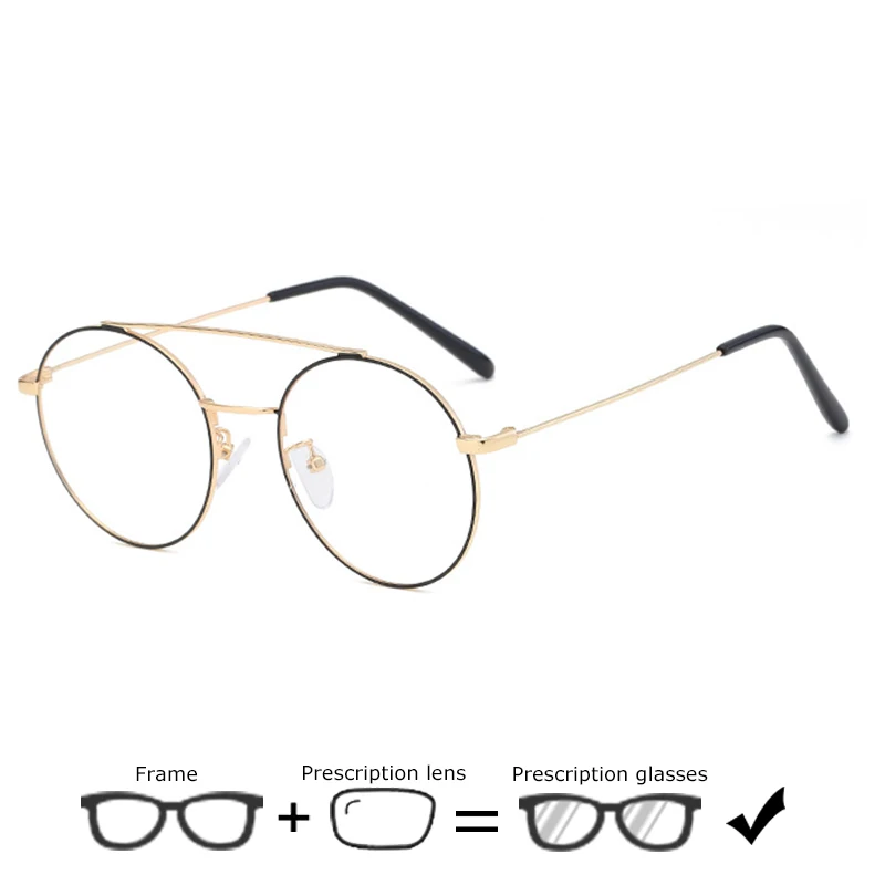 Индивидуальные круглые Двойные Лучи Cut Frame унисекс очки ретро Оптический Рецепт