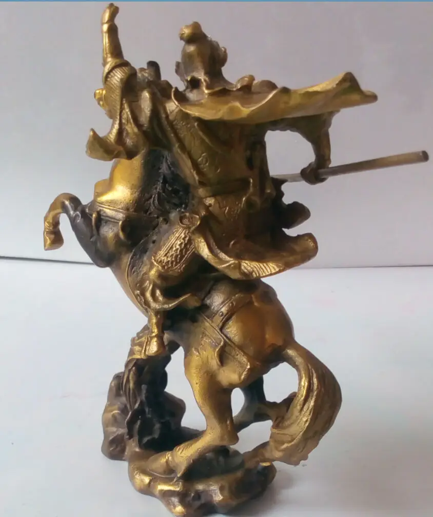 Китайский античный Hero Guan Gong Yu скакалка на лошадях * бронзовая статуя | Дом и сад