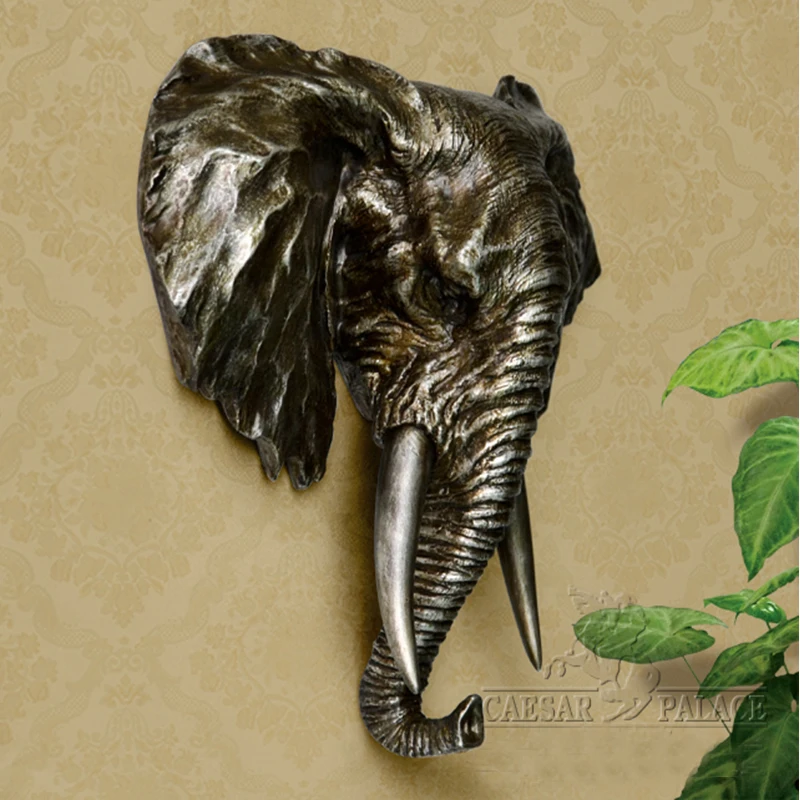 

Elephant Sculpture Home Wall Hanging Statue Decoration Creative Bars Clubs Wall Decorative Handmade Sculpture Ornament Artwork