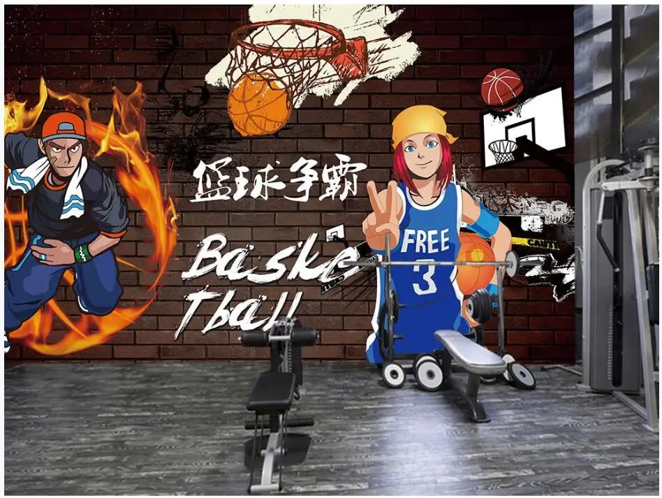 WDBH пользовательские фото 3d обои мультфильм Баскетбол кирпичная стена гостиная