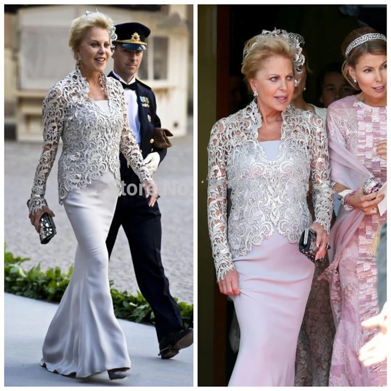 Сексуальная Vestido Де Madrinha Романтический Женщины Платье Русалка Кружева С Длинным Рукавом мать Невесты Платья Крестная С Рукавами