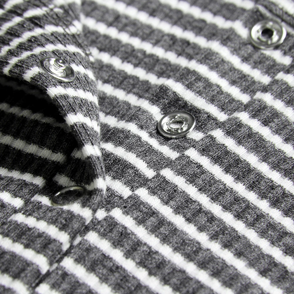 Сексуальное боди для женщин, новинка, сексуальный зимний комбинезон, комбинезон с длинным рукавом, в полоску, на пуговицах, обтягивающие боди с длинным рукавом, повседневный комбинезон PL0033M