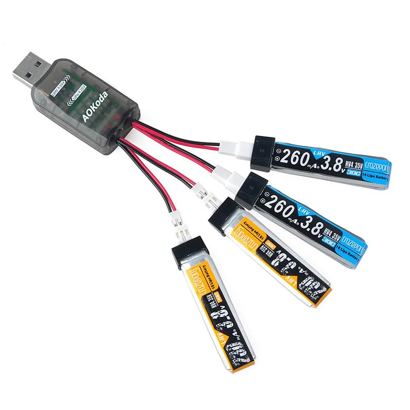 Зарядное устройство AOKoda CX405 4 в 1 канала Micro USB для батарей Lipo LiHV радиоуправляемого