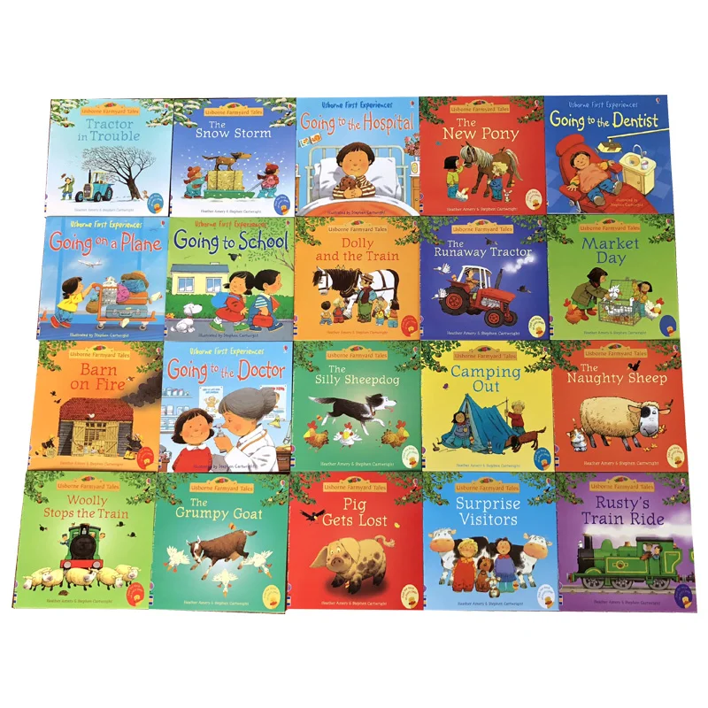 

20Books/Set 15x15cm kids Usborne Picture Books Children Baby famous Story English Child Book Farmyard Tales Story Eary education