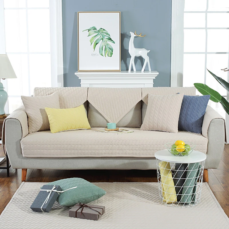 creamy-white Простой 6 цветов стеганый чехол для дивана зима хлопковый чехол fundas de sofa секционные диванные чехлы fundas de sofa - Цвет: creamy-white