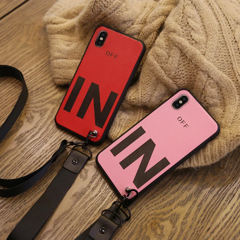 OUJINUO Fashion Letters Phone Case For iPhone 7 8 Plus 6 6s Hang Strap Lanyard TPU Silicone Cover X XS Capa |