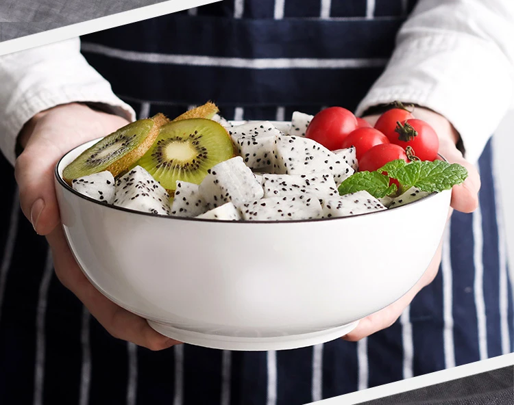 Классический белый Керамика посуда для кухни, суповая лапша, рис блюдо 6 дюймов 8 дюймов Большой Ramen чаша ложка и вилка Чай чашка тарелка для торта