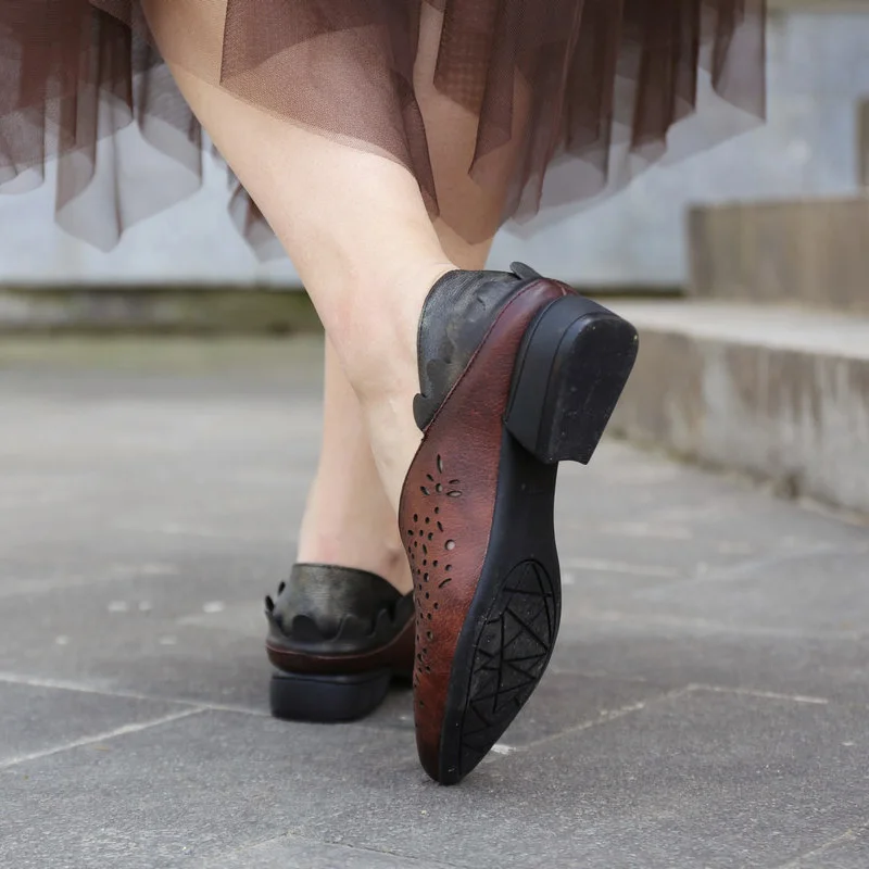 Кожаные тонкие туфли в стиле ретро кожаная обувь sen system женские босоножки на
