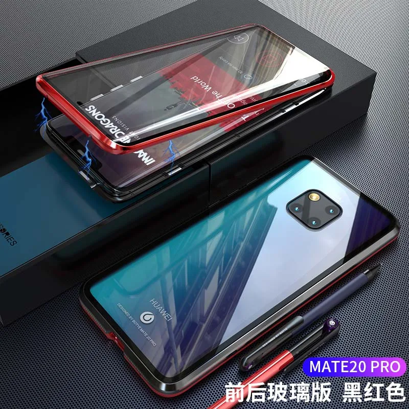 Защитный Магнитный чехол на 360 градусов для huawei mate 20Pro, магнитный стеклянный чехол для телефона huawei mate 20, чехол, аксессуары