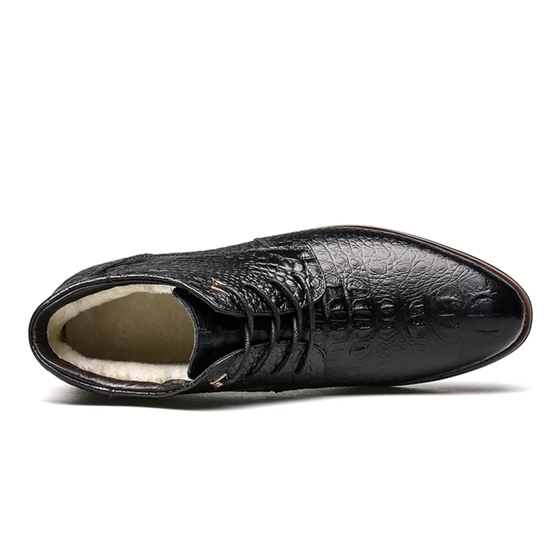 COSIDRAM Fashion Warm Winter Genuine Leather Ankle Boots For Men 2017 Plush Shoes Male Botas Motorcycle Plus Size RME-309 | Обувь