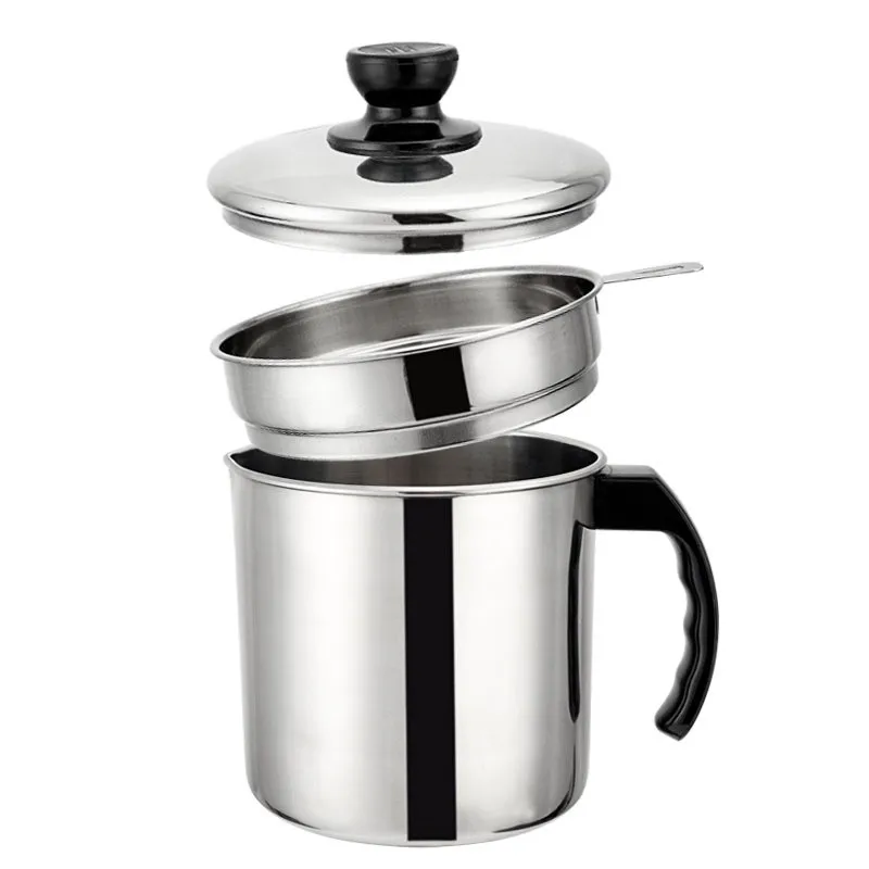 

Realand Durable 18/8 1.3/1.63L Stainless Steel Oil Grease Container Keeper Can Pot Tank with Filter Separator Keeper Bacon Oil