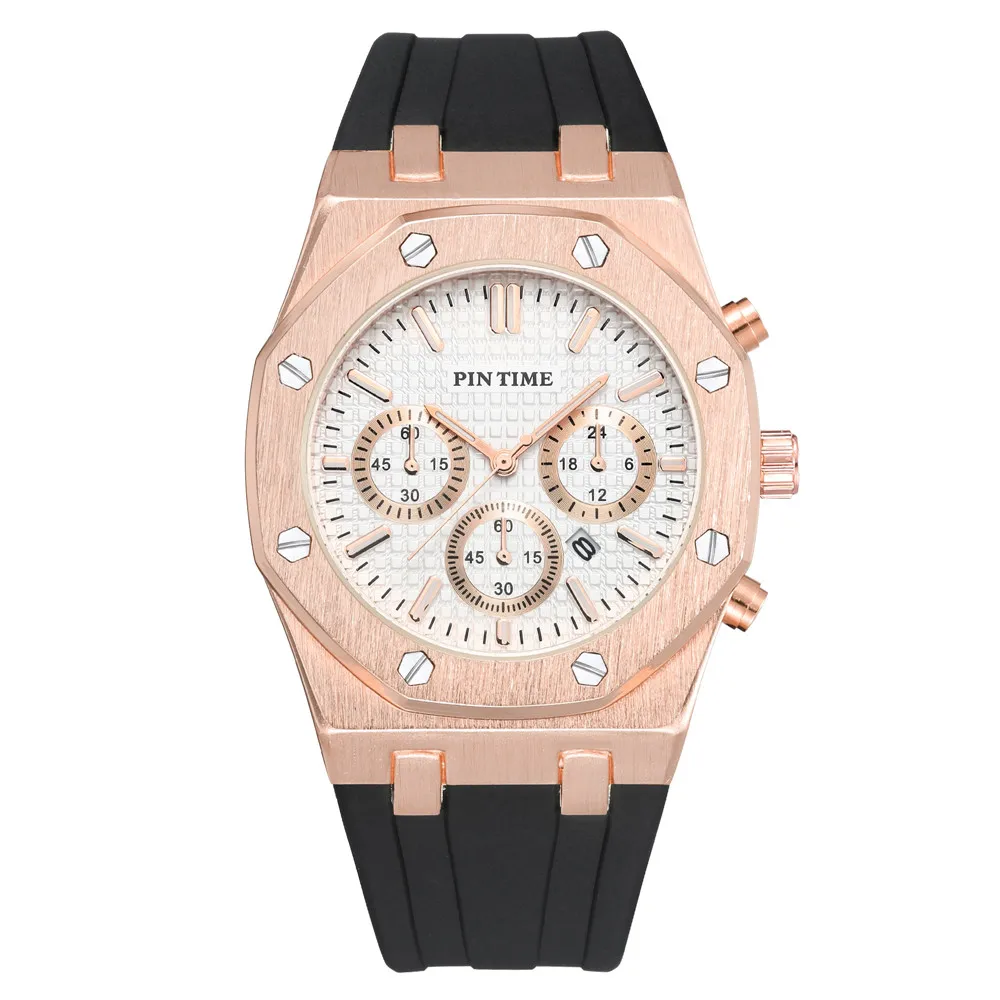 PINTIME Для мужчин Детские Модные Повседневные часы Royal Oak дизайн каучуковый ремешок Для мужчин s класса люкс кварцевые двигаться Для мужчин t аналоговые Дисплей Для мужчин спортивные наручные часы