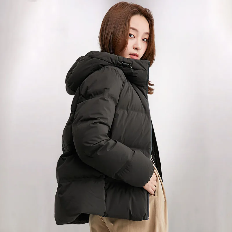 

Loose fit down jacket women hooded short down coat outerwear new 2019 autumn winter