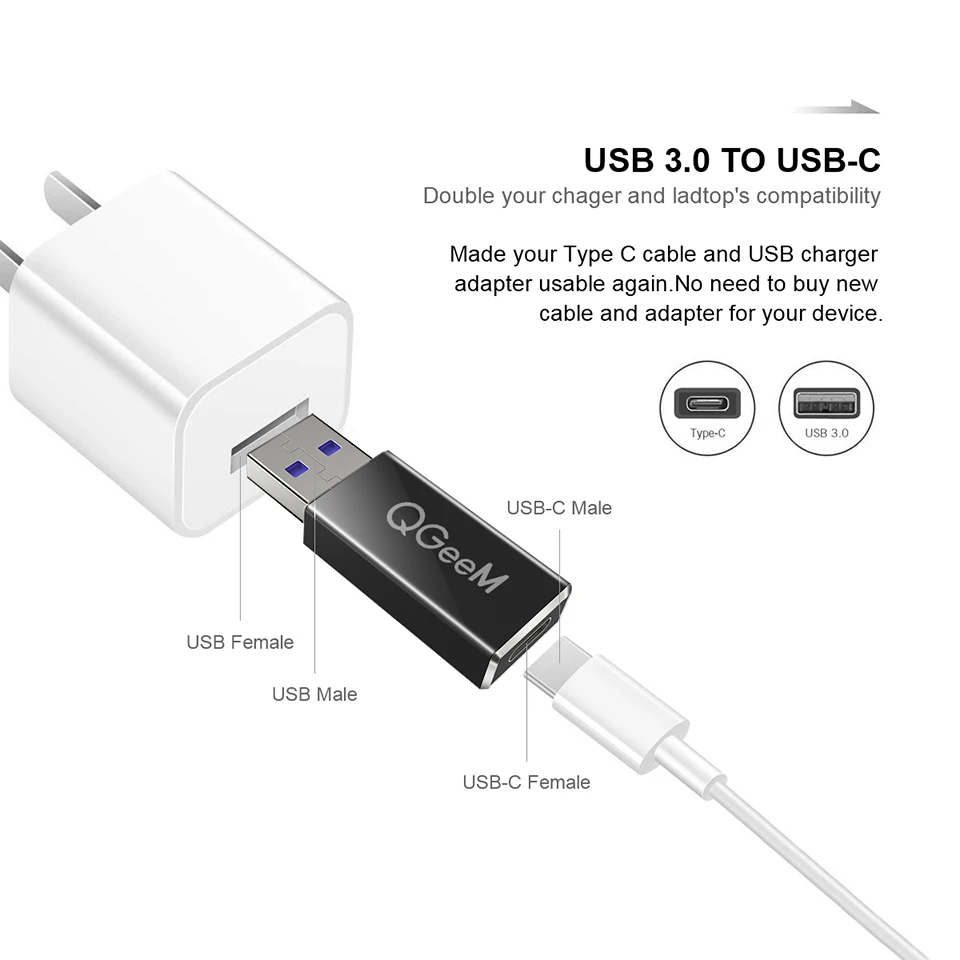 Адаптер QGeeM USB 3 1 Type C Мама-папа 0 10 Гбит/с | Электроника