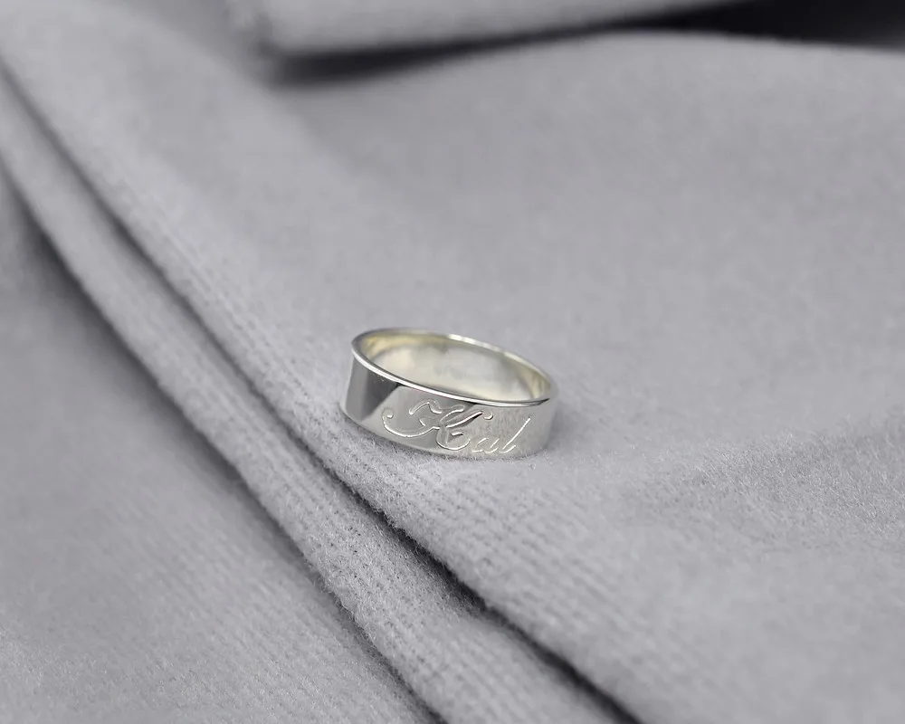 Персонализированные обручальное кольцо набор Выгравируйте имя первоначального