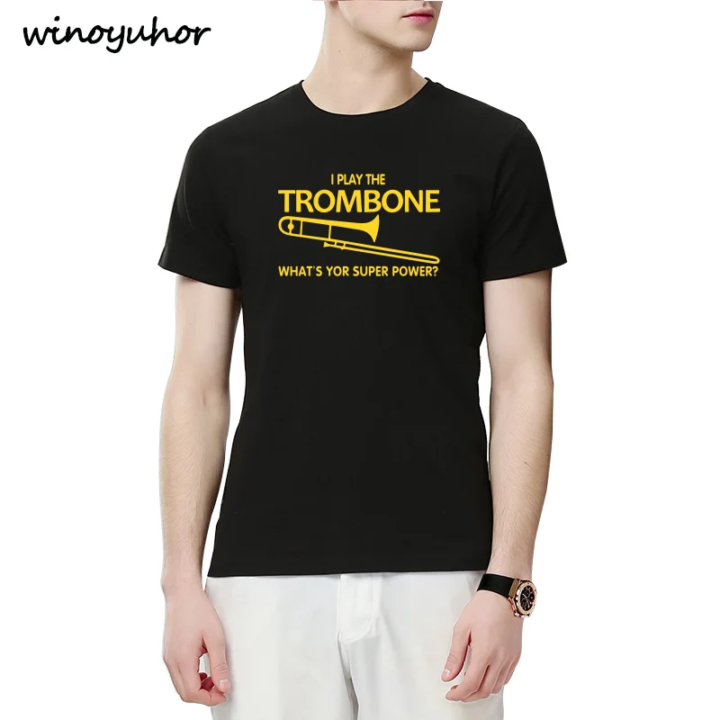 I Play The Trombone Music Lover футболка для взрослых летняя модная футболка с короткими рукавами Хлопковая мужская Подарочная брендовая одежда