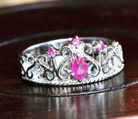 Кольцо в виде короны из натурального рубина бесплатная доставка стерлингового