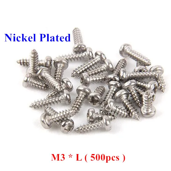 

500pcs M3*4/6/8/10/12/16/20/25mm PA Phillips Pan Head Self Tapping Screws Carbon steel Nickel Plated Laptop wood tapping screw