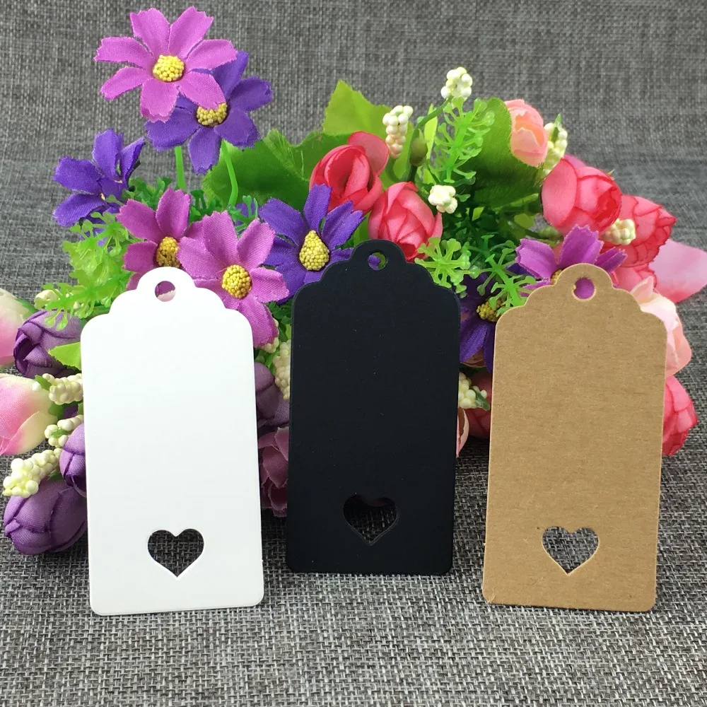 

100Pcs 8x4cm Multiple Style Blank Kraft Paper Cardboard Tags for Notes Gift Fashion Clothes Jewelry Box Hang Tag Label Colorful