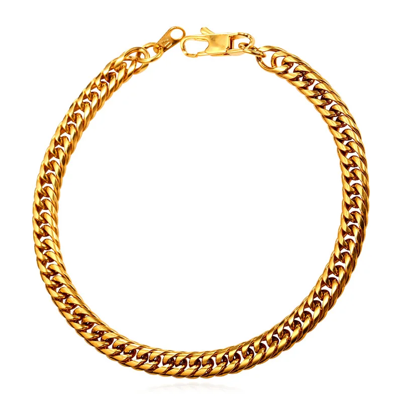 Массивные звенья цепи браслеты для мужчин модные ювелирные изделия из