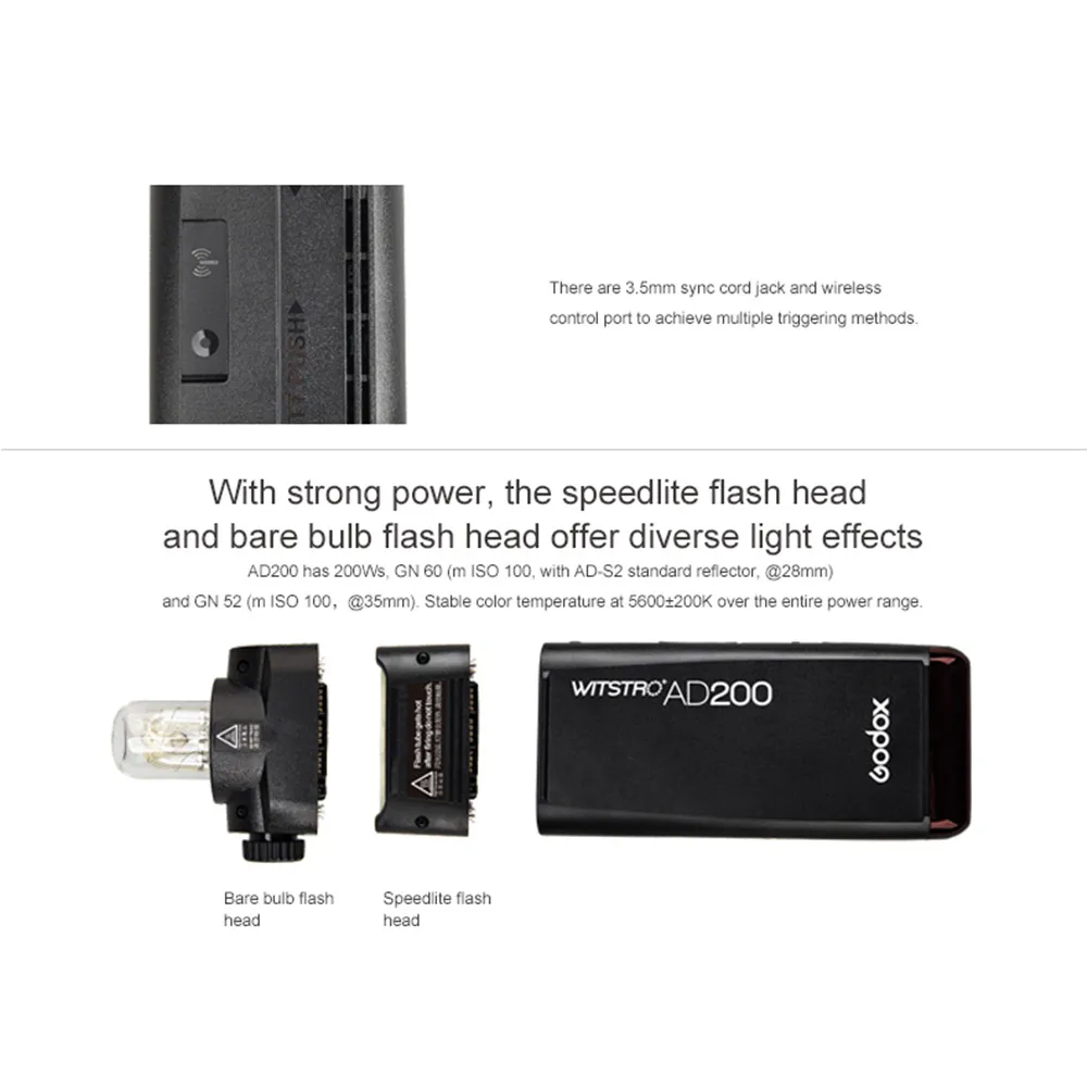 Godox AD200 карман Flash 2900 мАч литиевых Батарея полный Мощность петлицы переработку в 0
