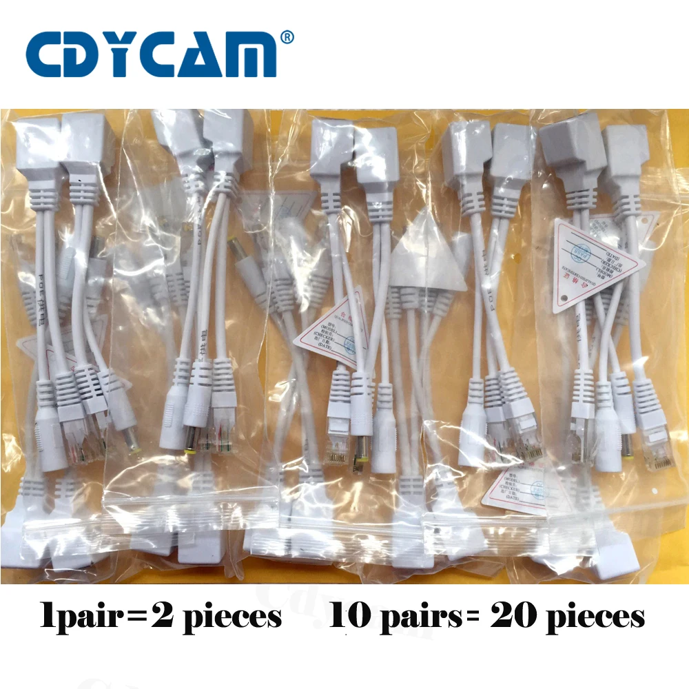 Адаптер POE RJ45 20 шт. (10 пар) Инжектор + разветвитель Kit Power over Ethernet адаптер камеры 5 В 12