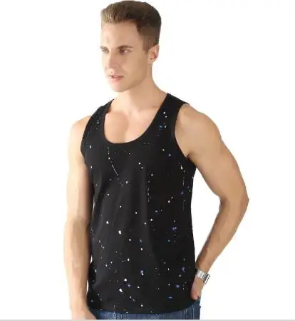 Летние модные мужские Camiseta принт Расширенный без рукавов топы на бретельках для
