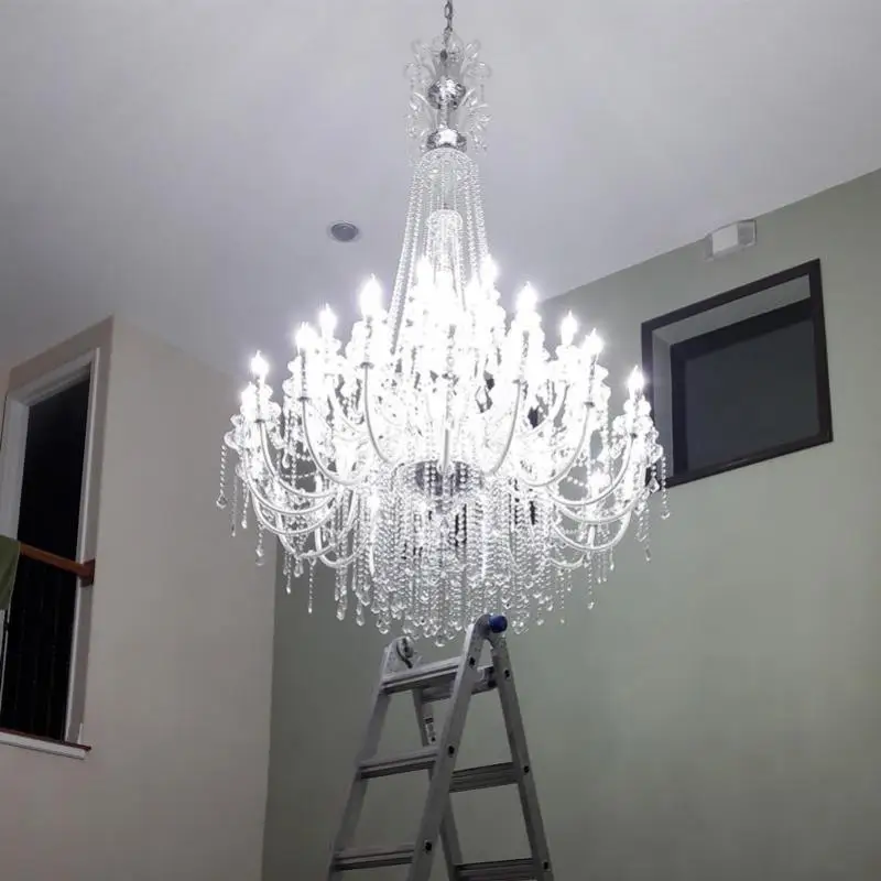 Большая светодиодная Люстра для отеля d140см Хрустальный подвесной светильник