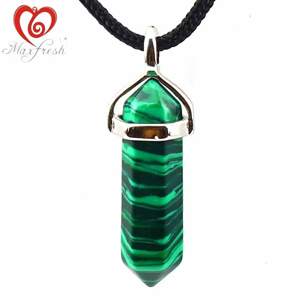 Maxfresh модные натуральный камень в виде пули Sharp Кристалл столб для женщин цепочки