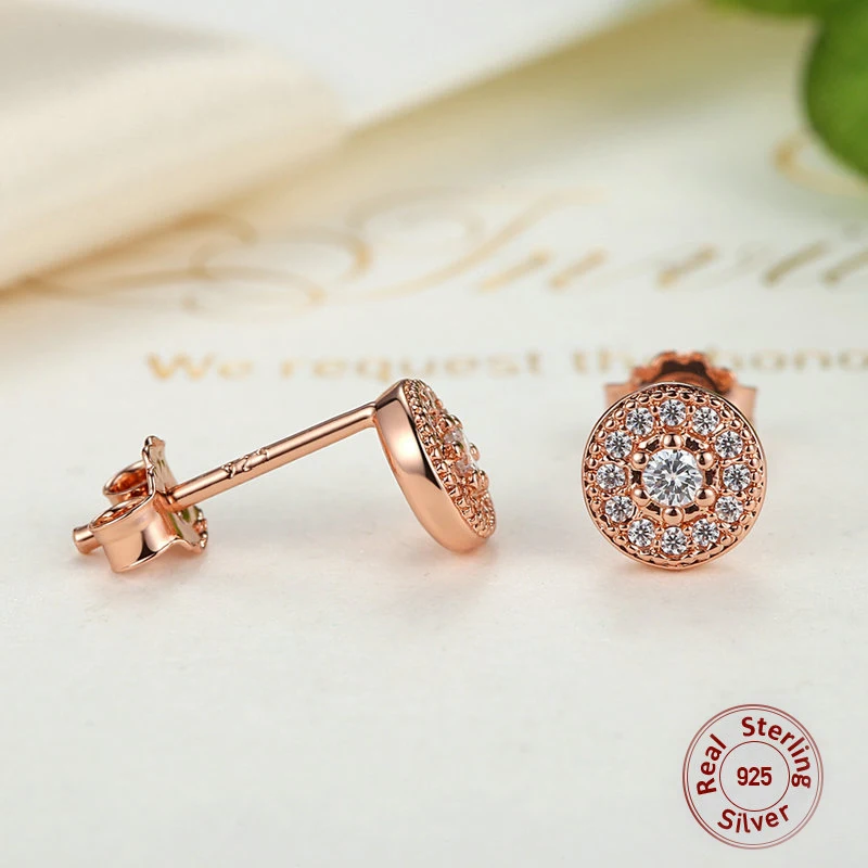 Женские круглые серьги-гвоздики boucle d'oreille из 100% стерлингового серебра 925 пробы