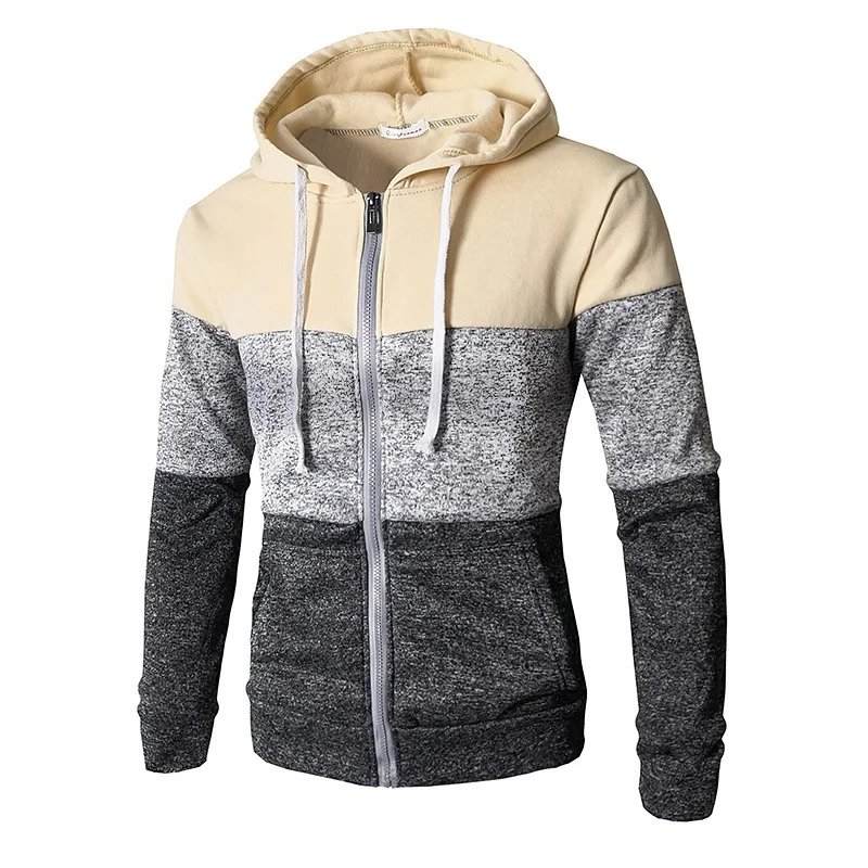 Fashion Men Hoodie Jacket Coat Brand Stitching Color Hip Hop Hoodies Casual Pullover Mens With Zipper Dropshipping | Мужская одежда