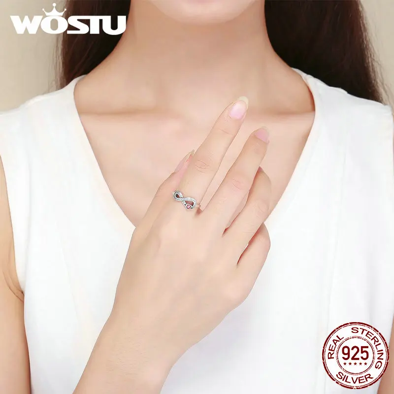 Женское кольцо на палец WOSTU модное из 100% стерлингового серебра 925 пробы Infinity Forever