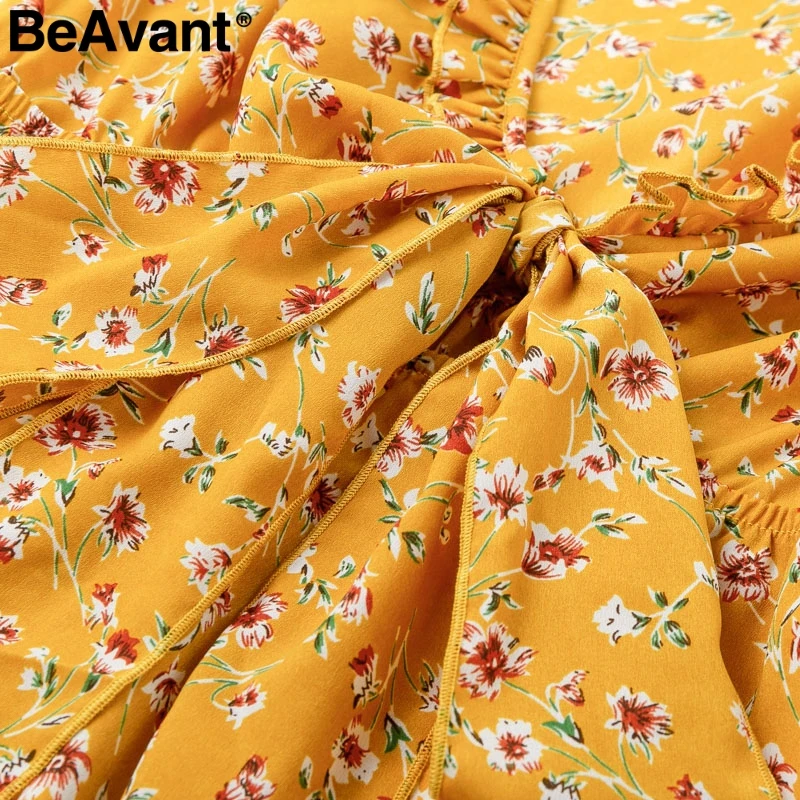 BeAvant Boho короткое платье с цветочным принтом женское сексуальное Глубокий